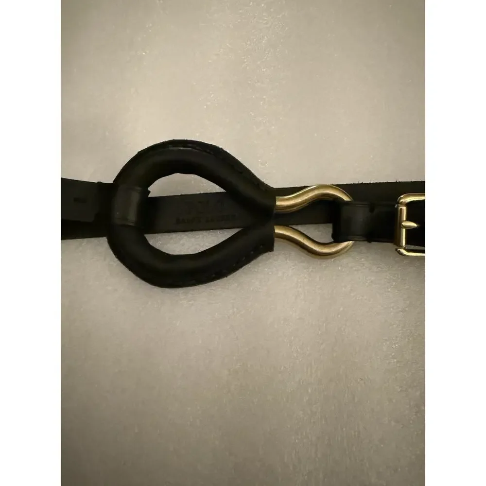 RARE Polo Ralph Lauren Black Leather D Ring Brass Tri Equestrian Belt XL